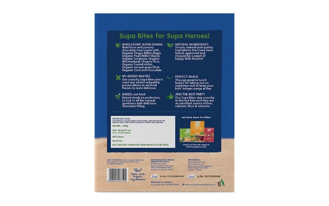 Mimmo Organics Supa Bites, Wholesome Multigrain Snack   Box  100 grams